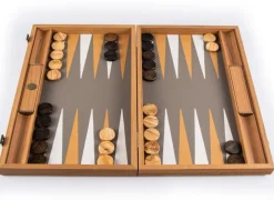 Kinder MANOPOULOS Spiele Für Erwachsene|Spiele Für Kinder<Backgammon, Graubeiges Straußenleder-Optik