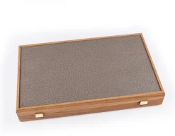 Kinder MANOPOULOS Spiele Für Erwachsene|Spiele Für Kinder<Backgammon, Graubeiges Straußenleder-Optik