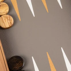 Kinder MANOPOULOS Spiele Für Erwachsene|Spiele Für Kinder<Backgammon, Graubeiges Straußenleder-Optik