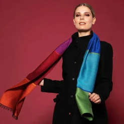 Ulrike Isensee Seide<Bunter Seidenschal Fischgrat