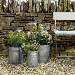 Garden Trading Gartenhelfer|Dekoration & Vasen<3er-Set Pflanztöpfe aus verzinktem Stahl