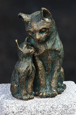 Ars mundi Gartendekoration|Bronze<Gartenskulptur »Katze mit Jungem«