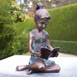 WELTKUNST Alle Skulpturen|Garten<Gartenskulptur »Lesendes Mädchen«, Bronze