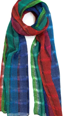 Ulrike Isensee DS Baumwolle & Leinen<Leinenschal buntgestreift