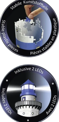 Kinder ZEIT Buchhandlung Puzzle Für Kinder|Puzzle Für Erwachsene<Leuchtturm bei Nacht. 3D-Puzzle 216 Teile