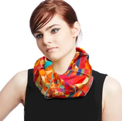 Ulrike Isensee DS Seide|Künstlertücher<Loopschal nach Paul Klees »Burg und Sonne«