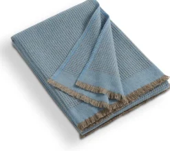 COASTLAND Decken & Kissen<Merinodecke BaseGreyGrid, Waffel-Piqué