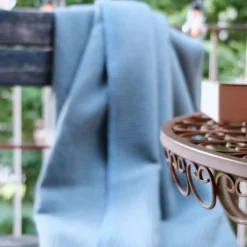 COASTLAND Decken & Kissen<Merinodecke BaseGreyGrid, Waffel-Piqué