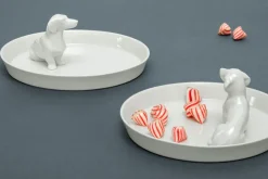 feinesweißes Geschirr & Gläser<Porzellan-Dackelteller