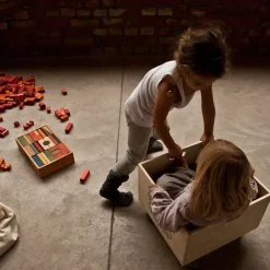 Kinder Wooden Story  Holzspielzeug|Konstruieren & Experimentieren<Regenbogen Holzbausteine - 63 Stück