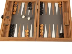Kinder MANOPOULOS Spiele Für Erwachsene|Spiele Für Kinder<Reise-Backgammon, Graubeiges Straußenleder-Optik