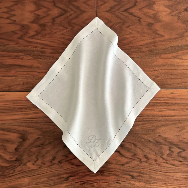 Leinenweberei Vieböck Zubereiten & Servieren<Serviette Leinen »Monogramm«, Weiß