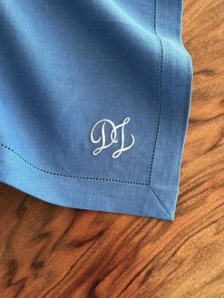 Leinenweberei Vieböck Servietten & Tischdecken<Serviette Leinen »Monogramm«, Blau