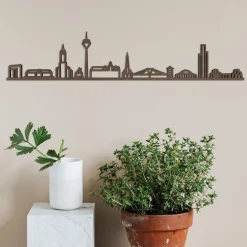 City Shapes Wandbilder & Wanddekoration<Skyline »Düsseldorf« aus Holz