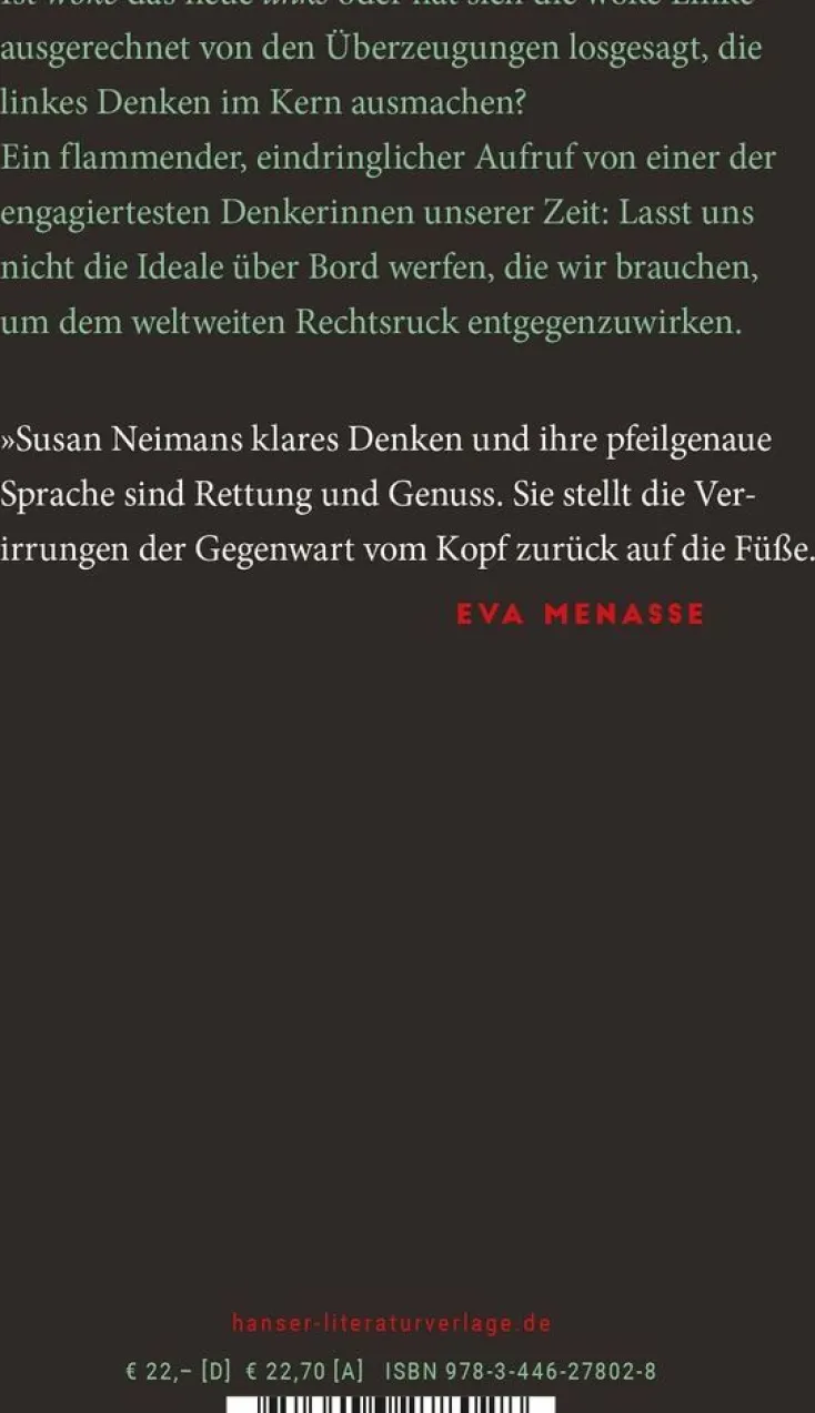 ZEIT Buchhandlung Sachbücher<Susan Neiman: Links ist nicht woke