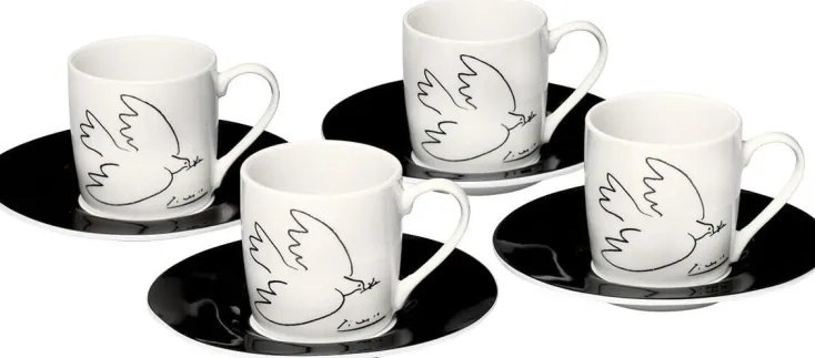 Ars mundi Geschirr & Gläser<4-teiliges Espressotassen-Set »La Colombe de la Paix«, nach Pablo Picasso